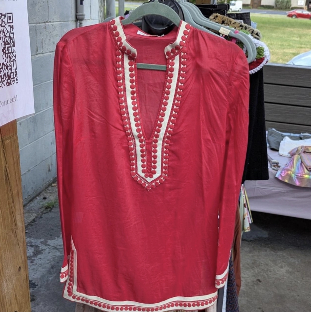 Tory Burch V Neck Long Sleeve Tunic Blouse Size 10
